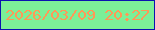 文字の大きさ：2、枠の色：0b12b0、背景の色：7cef98、文字の色：ff9857 無料ブログパーツのブログ時計