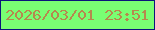 文字の大きさ：2、枠の色：0b147b、背景の色：79fe73、文字の色：b6884e 無料ブログパーツのブログ時計