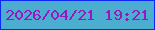 文字の大きさ：5、枠の色：0b26f9、背景の色：4badcf、文字の色：9817c0 無料ブログパーツのブログ時計