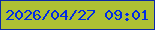 文字の大きさ：5、枠の色：0b29a8、背景の色：aec034、文字の色：012ce5 無料ブログパーツのブログ時計