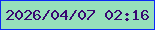 文字の大きさ：2、枠の色：0b2af7、背景の色：96e0bb、文字の色：390772 無料ブログパーツのブログ時計