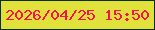 文字の大きさ：2、枠の色：0b2f00、背景の色：e1e13c、文字の色：f71352 無料ブログパーツのブログ時計