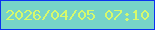 文字の大きさ：4、枠の色：0b32f0、背景の色：77d4c8、文字の色：d6f96c 無料ブログパーツのブログ時計
