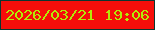 文字の大きさ：5、枠の色：0b3630、背景の色：f60e0a、文字の色：b2ea07 無料ブログパーツのブログ時計