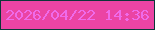 文字の大きさ：2、枠の色：0b3738、背景の色：eb44a4、文字の色：ef6bea 無料ブログパーツのブログ時計