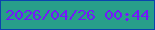 文字の大きさ：2、枠の色：0b43ae、背景の色：289e8a、文字の色：7417fa 無料ブログパーツのブログ時計