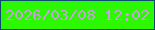 文字の大きさ：4、枠の色：0b4b71、背景の色：2cf901、文字の色：c8a0e0 無料ブログパーツのブログ時計