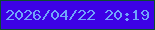 文字の大きさ：2、枠の色：0b4d2f、背景の色：3d01e5、文字の色：70a4fa 無料ブログパーツのブログ時計