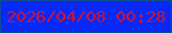 文字の大きさ：2、枠の色：0b4e94、背景の色：0828f9、文字の色：c81436 無料ブログパーツのブログ時計