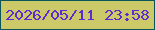 文字の大きさ：3、枠の色：0b555a、背景の色：cbc968、文字の色：5d2ad3 無料ブログパーツのブログ時計