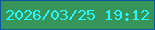 文字の大きさ：5、枠の色：0b589e、背景の色：379559、文字の色：26f6ff 無料ブログパーツのブログ時計