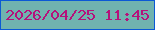 文字の大きさ：5、枠の色：0b59d5、背景の色：70b3af、文字の色：b5117b 無料ブログパーツのブログ時計