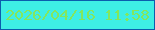 文字の大きさ：1、枠の色：0b5dad、背景の色：3eeee5、文字の色：83e75d 無料ブログパーツのブログ時計