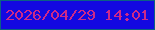 文字の大きさ：3、枠の色：0b6183、背景の色：1308e1、文字の色：cd2988 無料ブログパーツのブログ時計