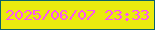 文字の大きさ：1、枠の色：0b6268、背景の色：eaea0e、文字の色：fe52f6 無料ブログパーツのブログ時計
