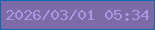 文字の大きさ：4、枠の色：0b69b4、背景の色：7c6ba7、文字の色：ac96e3 無料ブログパーツのブログ時計