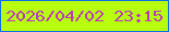 文字の大きさ：5、枠の色：0b6ee2、背景の色：b7fe0f、文字の色：ba39b8 無料ブログパーツのブログ時計