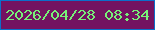 文字の大きさ：5、枠の色：0b6fca、背景の色：731361、文字の色：77f178 無料ブログパーツのブログ時計