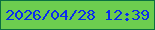 文字の大きさ：5、枠の色：0b7040、背景の色：6ccd4f、文字の色：082dee 無料ブログパーツのブログ時計