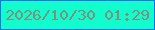 文字の大きさ：4、枠の色：0b71e8、背景の色：13fcce、文字の色：7c917d 無料ブログパーツのブログ時計