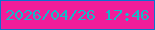 文字の大きさ：2、枠の色：0b72ce、背景の色：f01d9a、文字の色：12bbc8 無料ブログパーツのブログ時計