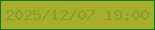 文字の大きさ：2、枠の色：0b7800、背景の色：a8ae2c、文字の色：879d2c 無料ブログパーツのブログ時計