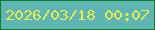 文字の大きさ：5、枠の色：0b7d2b、背景の色：5fb5b2、文字の色：e6ed4e 無料ブログパーツのブログ時計