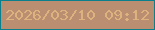 文字の大きさ：4、枠の色：0b808c、背景の色：b98e71、文字の色：deb27e 無料ブログパーツのブログ時計