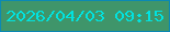 文字の大きさ：4、枠の色：0b89b3、背景の色：3f956a、文字の色：01e3e0 無料ブログパーツのブログ時計
