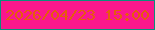 文字の大きさ：3、枠の色：0b8f7b、背景の色：fb178c、文字の色：e55d0c 無料ブログパーツのブログ時計