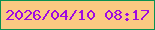 文字の大きさ：3、枠の色：0b9151、背景の色：fbc982、文字の色：9f09e1 無料ブログパーツのブログ時計