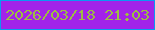文字の大きさ：2、枠の色：0b98f2、背景の色：a223e9、文字の色：9dbd42 無料ブログパーツのブログ時計