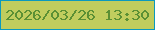 文字の大きさ：4、枠の色：0b99be、背景の色：c0cd5e、文字の色：5b9034 無料ブログパーツのブログ時計