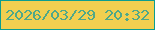 文字の大きさ：5、枠の色：0b9d90、背景の色：f1cf50、文字の色：4fa889 無料ブログパーツのブログ時計