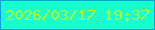 文字の大きさ：4、枠の色：0ba2dc、背景の色：16fecc、文字の色：b7fa2b 無料ブログパーツのブログ時計