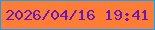 文字の大きさ：4、枠の色：0ba2f9、背景の色：fe7c35、文字の色：6718bb 無料ブログパーツのブログ時計