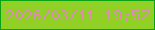 文字の大きさ：5、枠の色：0ba314、背景の色：91d024、文字の色：da8cb3 無料ブログパーツのブログ時計