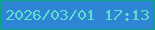 文字の大きさ：3、枠の色：0ba481、背景の色：2e85d3、文字の色：5edece 無料ブログパーツのブログ時計