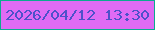 文字の大きさ：1、枠の色：0bab8f、背景の色：df6bf4、文字の色：4e51ca 無料ブログパーツのブログ時計