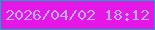 文字の大きさ：3、枠の色：0bacbe、背景の色：e517e7、文字の色：b6aef9 無料ブログパーツのブログ時計