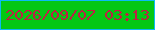 文字の大きさ：1、枠の色：0bbaf5、背景の色：04c714、文字の色：be2044 無料ブログパーツのブログ時計