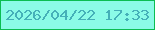 文字の大きさ：2、枠の色：0bbd52、背景の色：8bfbe7、文字の色：45b0b8 無料ブログパーツのブログ時計