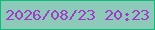 文字の大きさ：5、枠の色：0bbd77、背景の色：8ecaba、文字の色：9f3bc6 無料ブログパーツのブログ時計