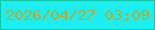 文字の大きさ：1、枠の色：0bc7ab、背景の色：1aeff1、文字の色：acae35 無料ブログパーツのブログ時計