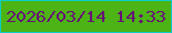 文字の大きさ：1、枠の色：0bcdc6、背景の色：4cb415、文字の色：671276 無料ブログパーツのブログ時計