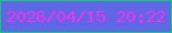 文字の大きさ：4、枠の色：0bce73、背景の色：5f67e4、文字の色：f62ff0 無料ブログパーツのブログ時計