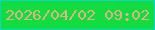文字の大きさ：1、枠の色：0bd7c8、背景の色：12dc3f、文字の色：dfb388 無料ブログパーツのブログ時計