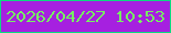 文字の大きさ：4、枠の色：0bda81、背景の色：a620e0、文字の色：77f062 無料ブログパーツのブログ時計