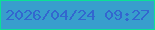文字の大きさ：2、枠の色：0be096、背景の色：389ecd、文字の色：3367cf 無料ブログパーツのブログ時計