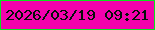 文字の大きさ：2、枠の色：0be31d、背景の色：f302ac、文字の色：05100a 無料ブログパーツのブログ時計